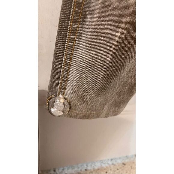 Guess Cameo Custom Made Jeans Brown tone with Leather Trim SZ 6 - Picture 6 of 16